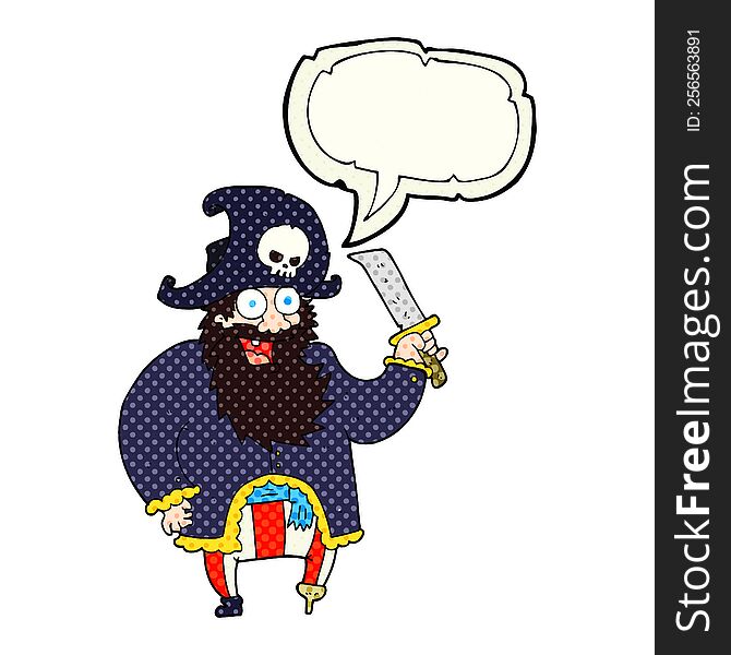 freehand drawn comic book speech bubble cartoon pirate captain