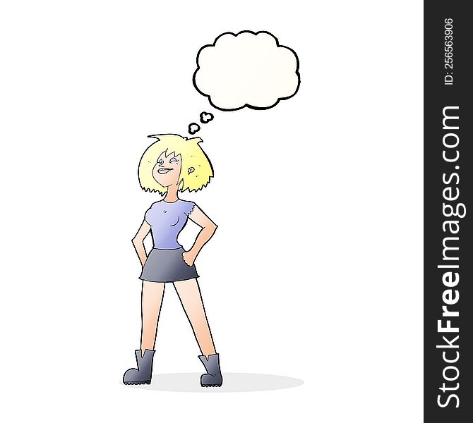 cartoon capable woman with thought bubble