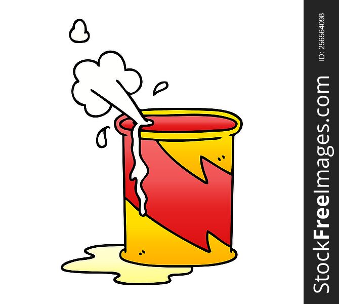gradient shaded quirky cartoon exploding oil can. gradient shaded quirky cartoon exploding oil can