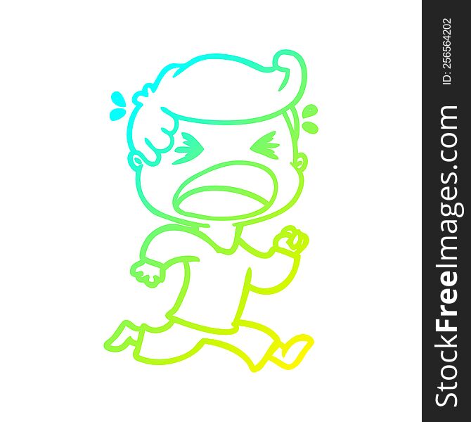 Cold Gradient Line Drawing Cartoon Shouting Man