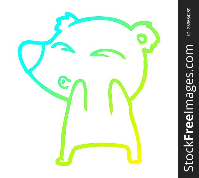 Cold Gradient Line Drawing Cartoon Whistling Bear