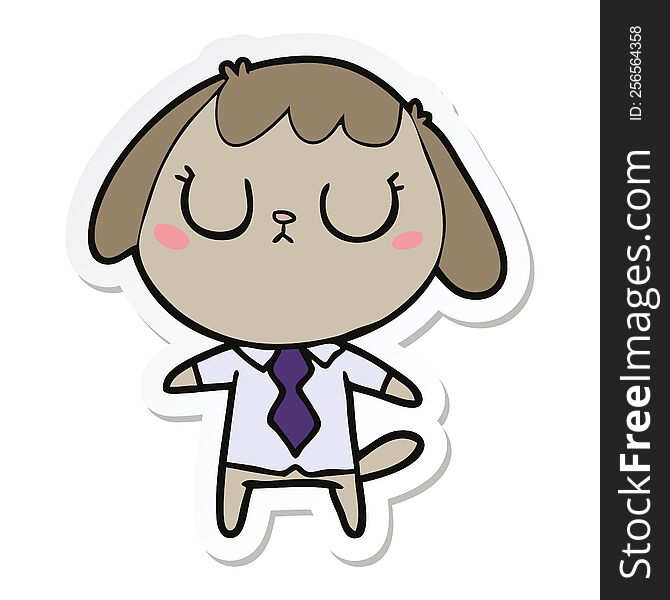 Sticker Of A Cute Cartoon Dog Wearing Office Shirt