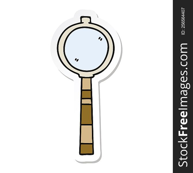 sticker of a quirky hand drawn cartoon magnifying glass