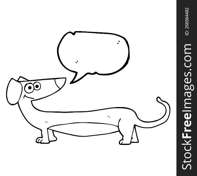 freehand drawn speech bubble cartoon dachshund