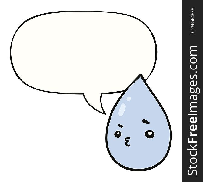 Cartoon Cute Raindrop And Speech Bubble