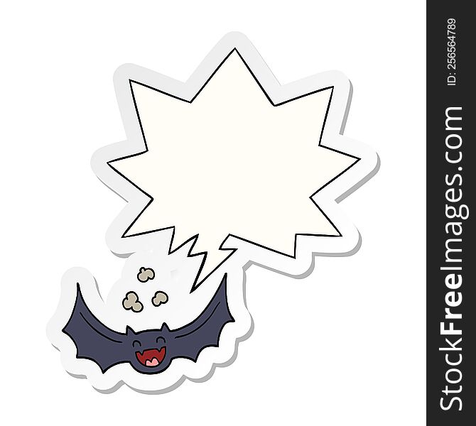 Cartoon Bat And Speech Bubble Sticker