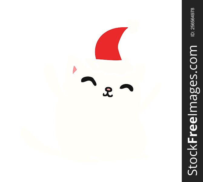 christmas cartoon of kawaii cat