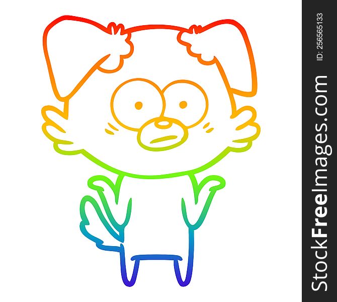 Rainbow Gradient Line Drawing Nervous Dog Cartoon