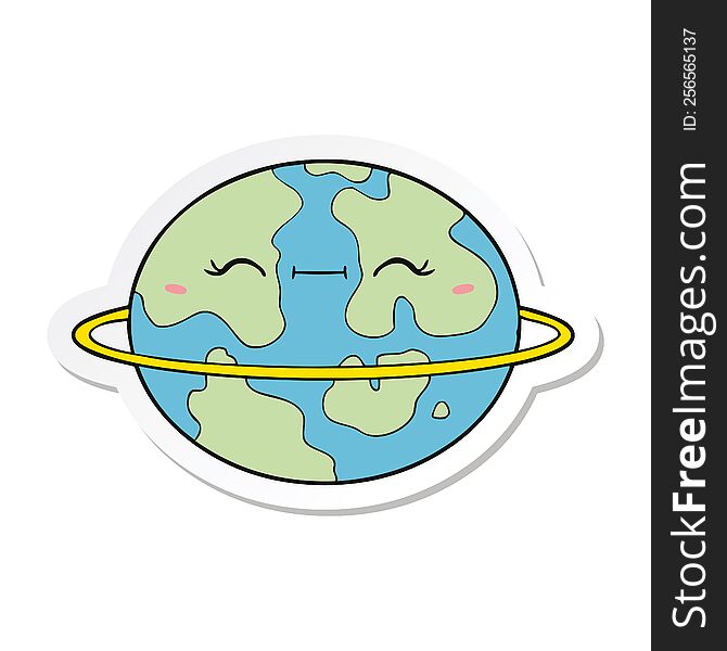 sticker of a cartoon habitable alien planet