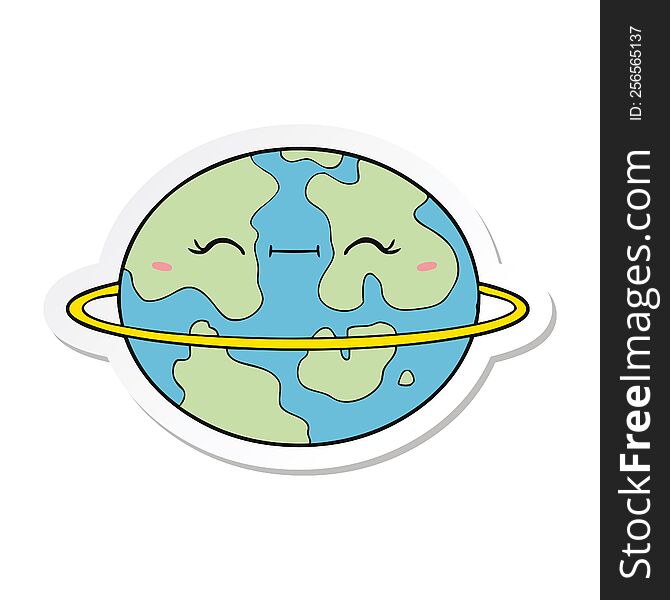 Sticker Of A Cartoon Habitable Alien Planet