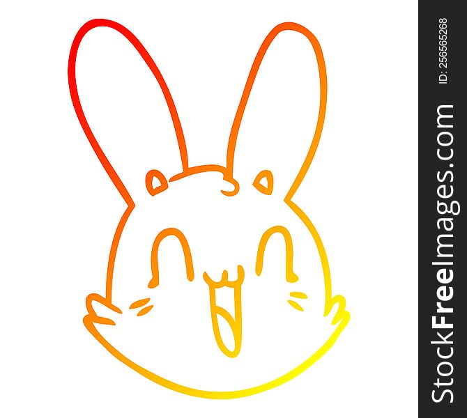 warm gradient line drawing cartoon crazy happy bunny face