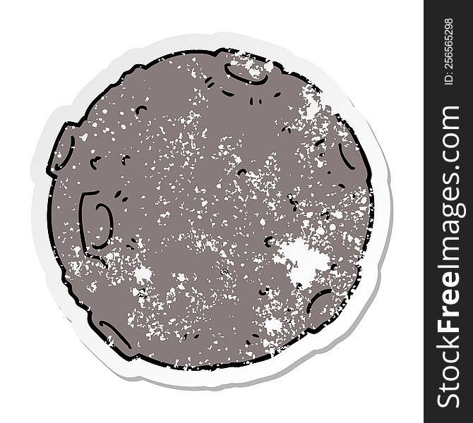 distressed sticker of a cartoon moon
