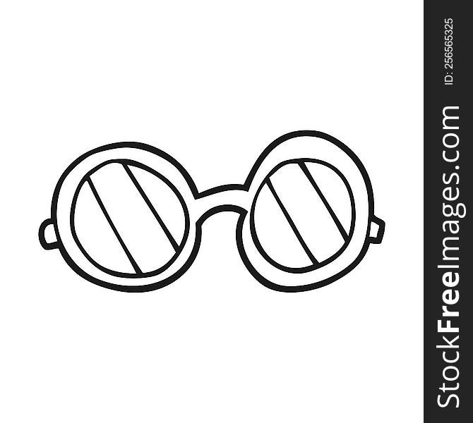 freehand drawn black and white cartoon glasses
