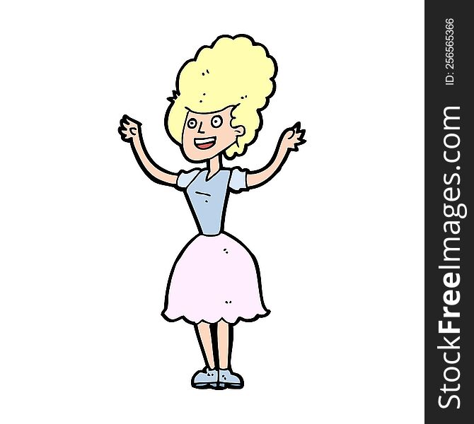 cartoon happy 1950's woman