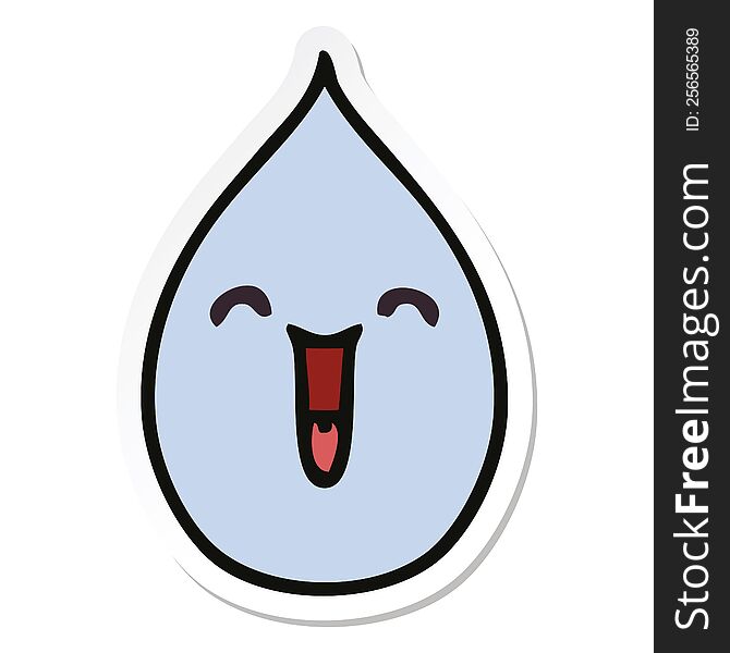 sticker of a quirky hand drawn cartoon emotional rain drop