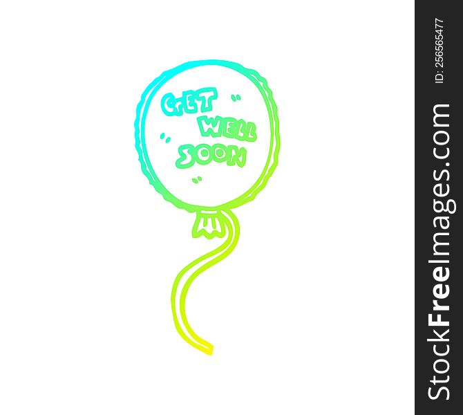 cold gradient line drawing of a cartoon get well soon balloon