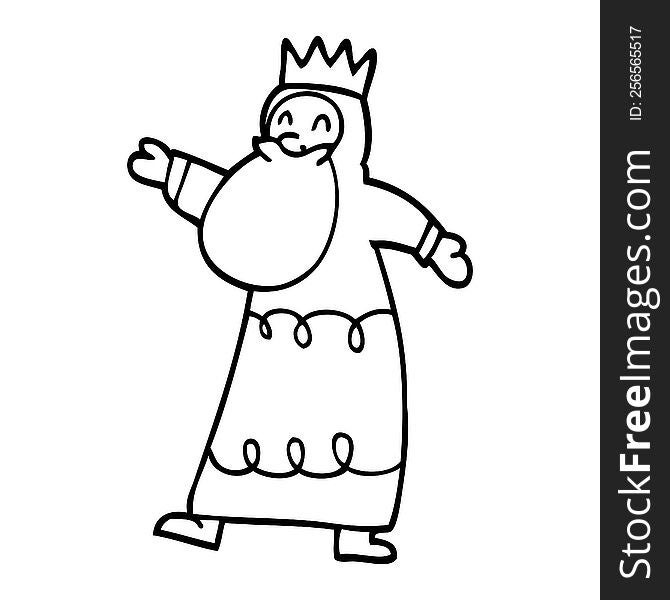 line drawing cartoon wise king