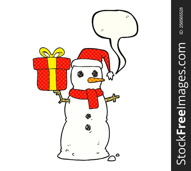 Comic Book Speech Bubble Cartoon Snowman