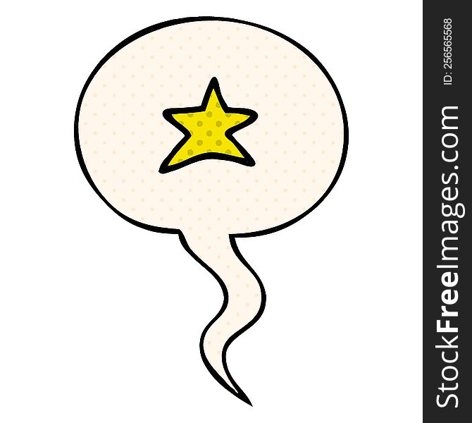 cartoon star symbol with speech bubble in comic book style