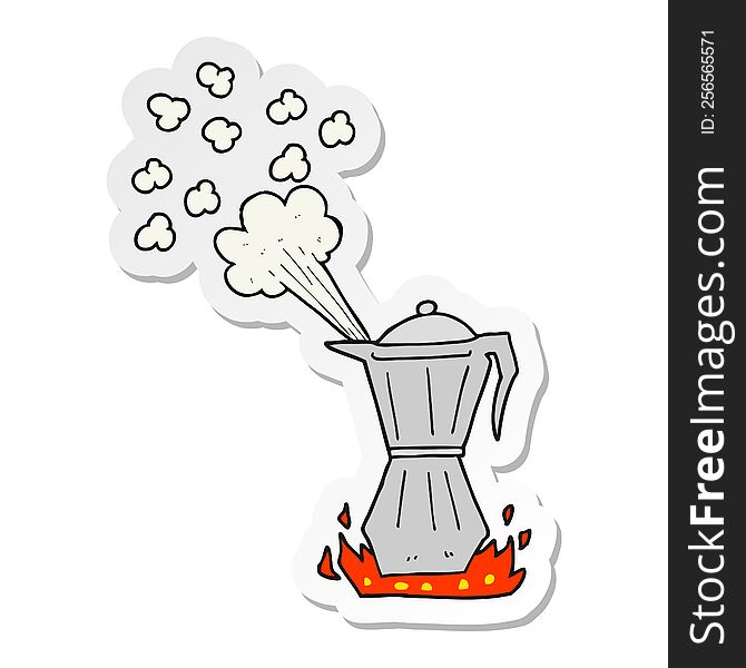 Sticker Of A Cartoon Stovetop Espresso Maker