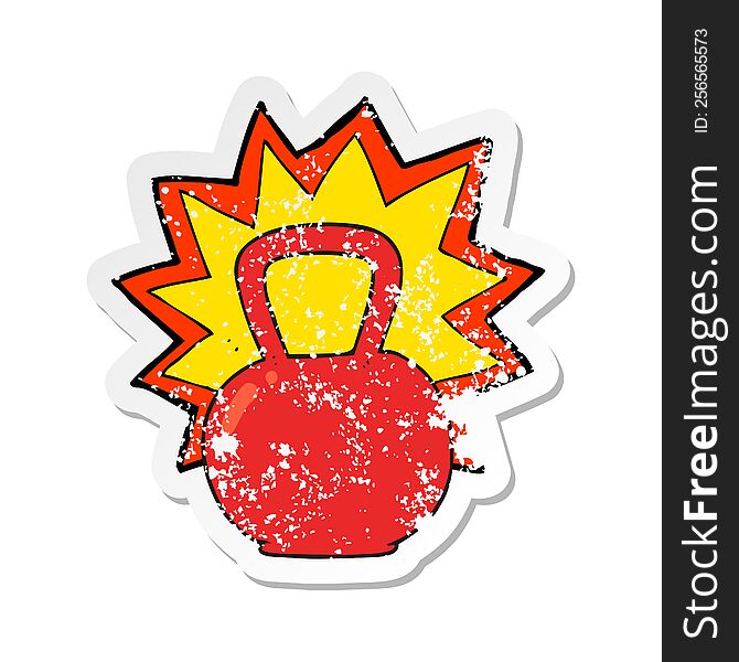 retro distressed sticker of a cartoon kettle bell