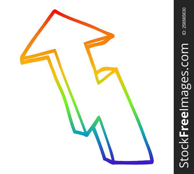 rainbow gradient line drawing of a cartoon growth arrow