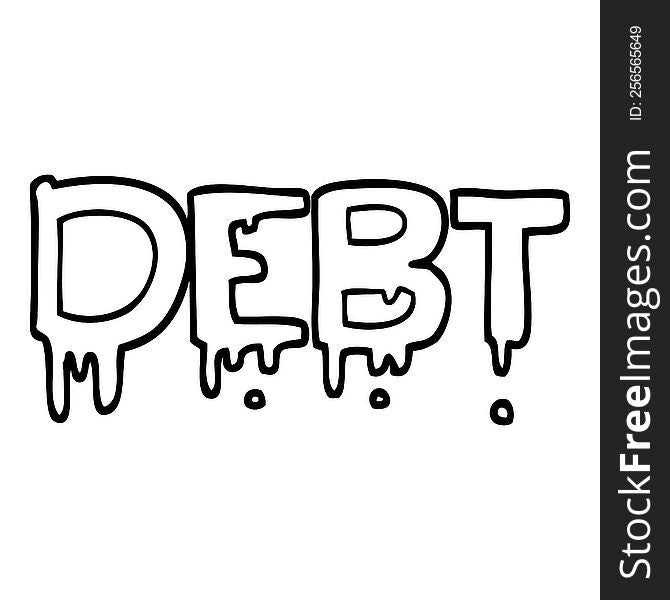 Black And White Cartoon Debt Sign