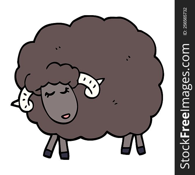 cartoon doodle black sheep