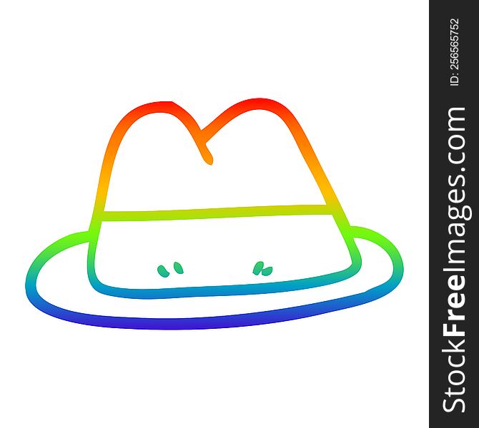 rainbow gradient line drawing of a cartoon old style hat