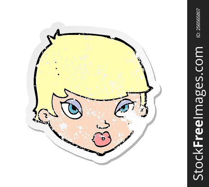 Retro Distressed Sticker Of A Cartoon Unimpressed Woman