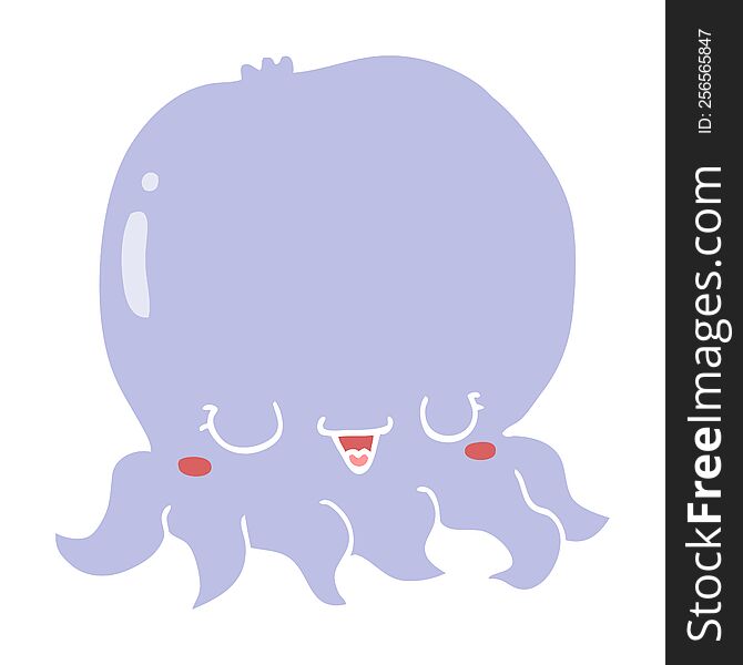 Flat Color Style Cartoon Jellyfish