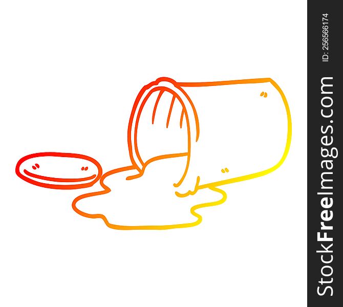 warm gradient line drawing of a cartoon of spilt food
