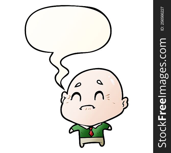 Cartoon Old Man And Speech Bubble In Smooth Gradient Style