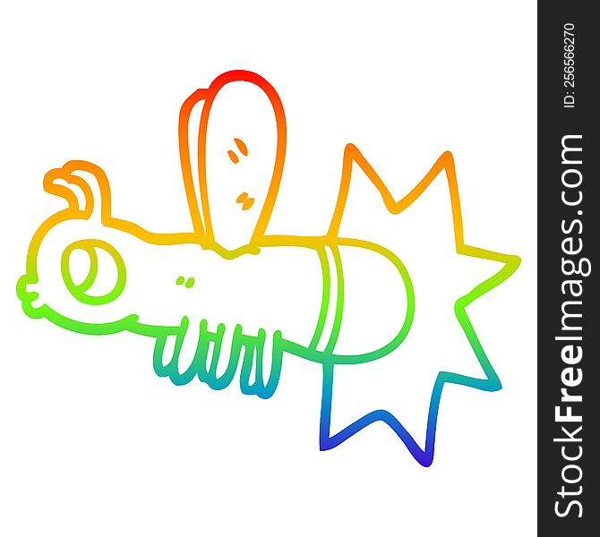 Rainbow Gradient Line Drawing Cartoon Lightning Bug