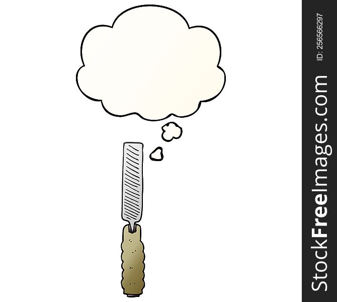 cartoon metal file with thought bubble in smooth gradient style