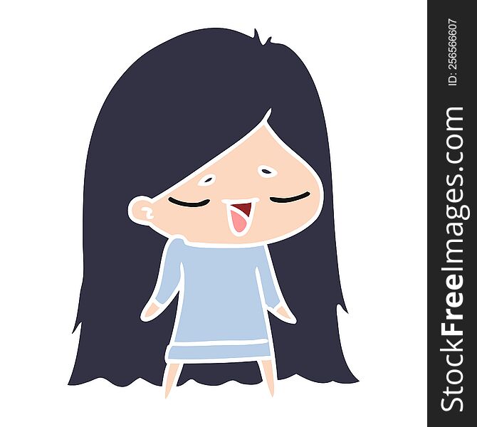 Cartoon Of Cute Kawaii Long Haired Girl