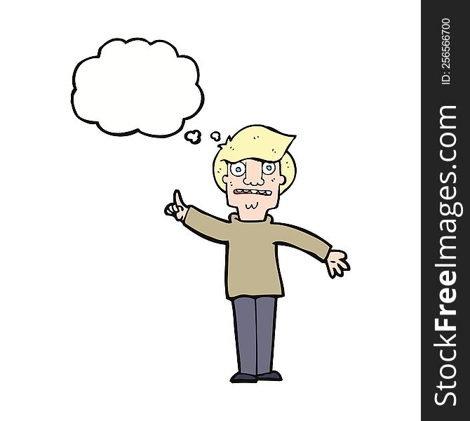 cartoon man asking question with thought bubble