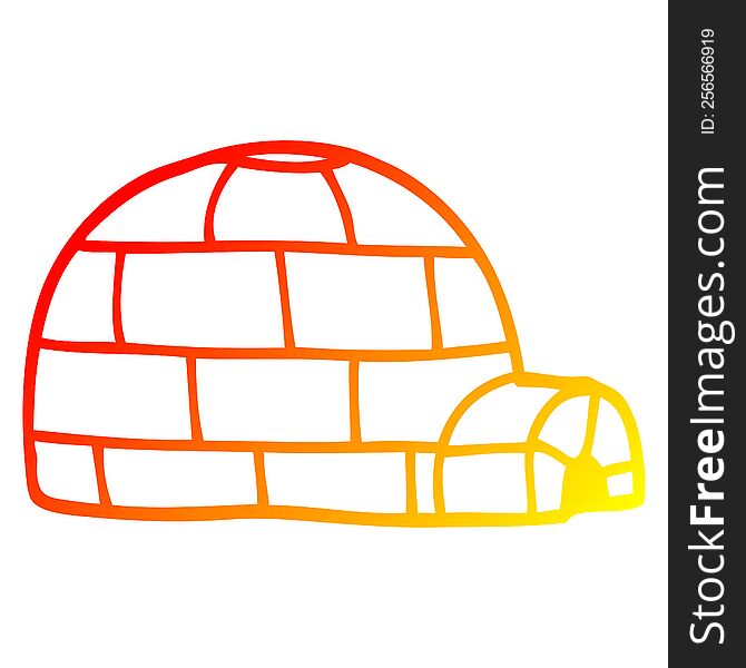 warm gradient line drawing of a cartoon ice igloo