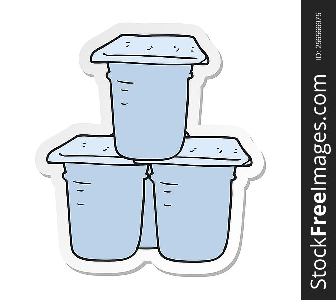 Sticker Of A Cartoon Yogurt Pots