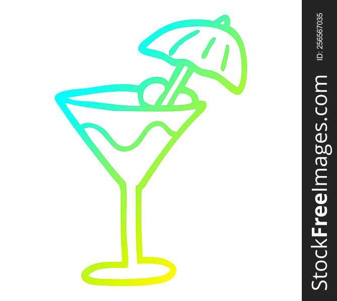 Cold Gradient Line Drawing Cartoon Cocktail