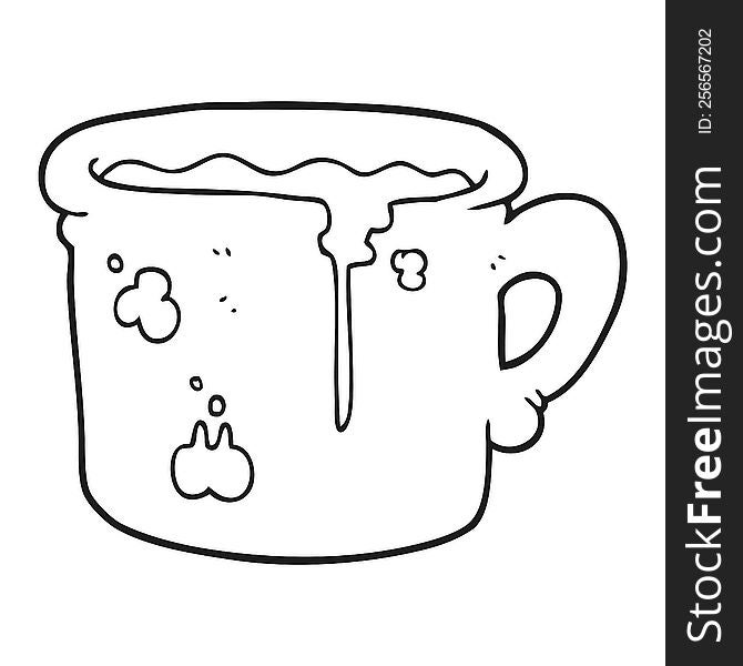 Black And White Cartoon Old Coffee Cup