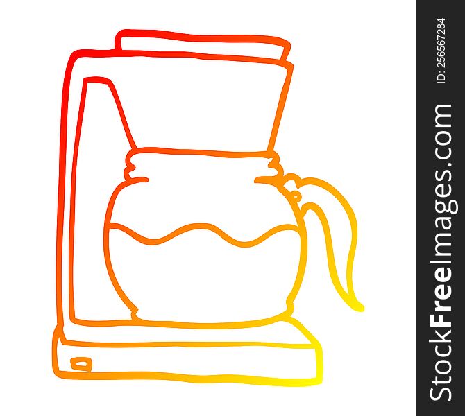 warm gradient line drawing of a cartoon coffee machine