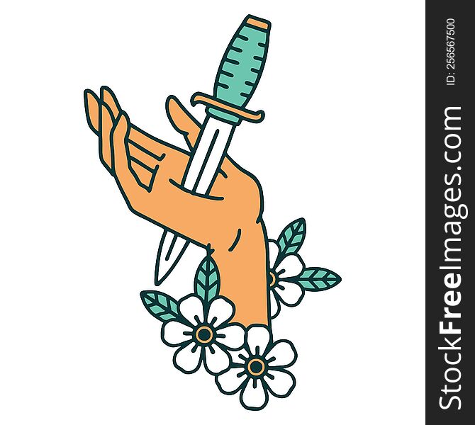 Tattoo Style Icon Of A Dagger In The Hand