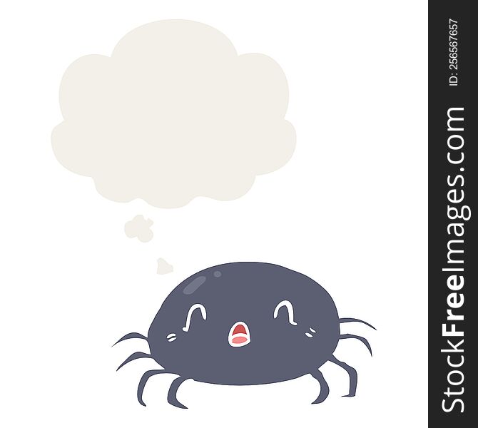 cartoon spider with thought bubble in retro style