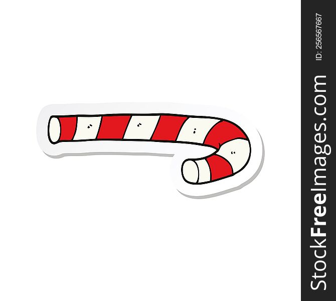 sticker of a cartoon candy cane