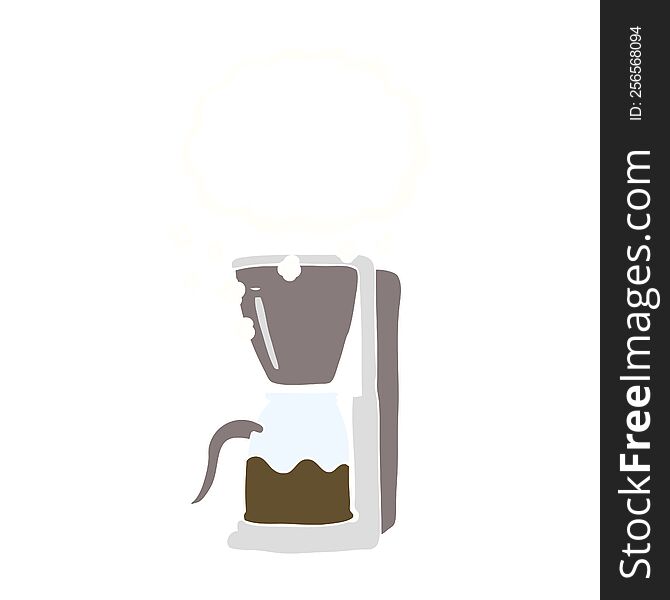 Flat Color Illustration Of A Cartoon Coffee Maker