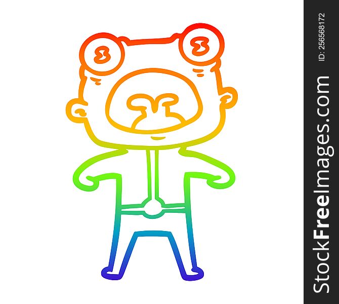Rainbow Gradient Line Drawing Cartoon Weird Alien Shouting