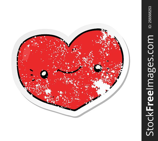 Distressed Sticker Of A Heart Cartoon Character