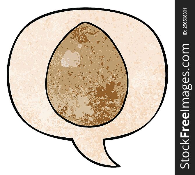 Cartoon Egg And Speech Bubble In Retro Texture Style
