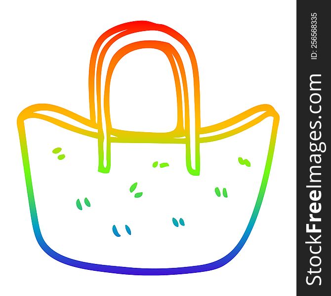 Rainbow Gradient Line Drawing Cartoon Woven Basket